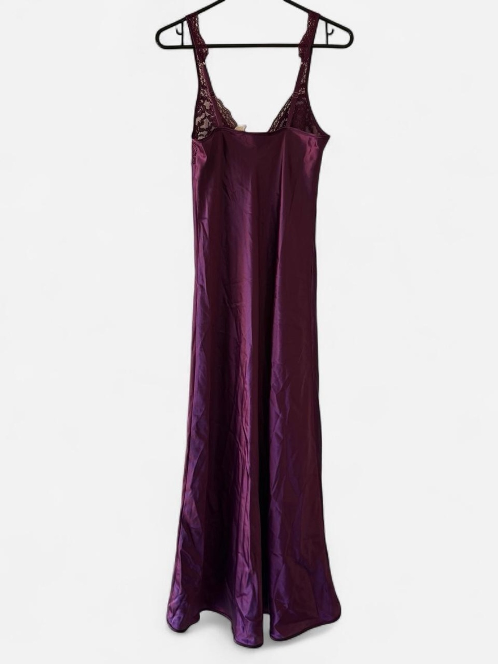 Vintage Deadstock Victoria's Secret Plum Purple Satin Lace Slip Dress - Picture 2 of 8